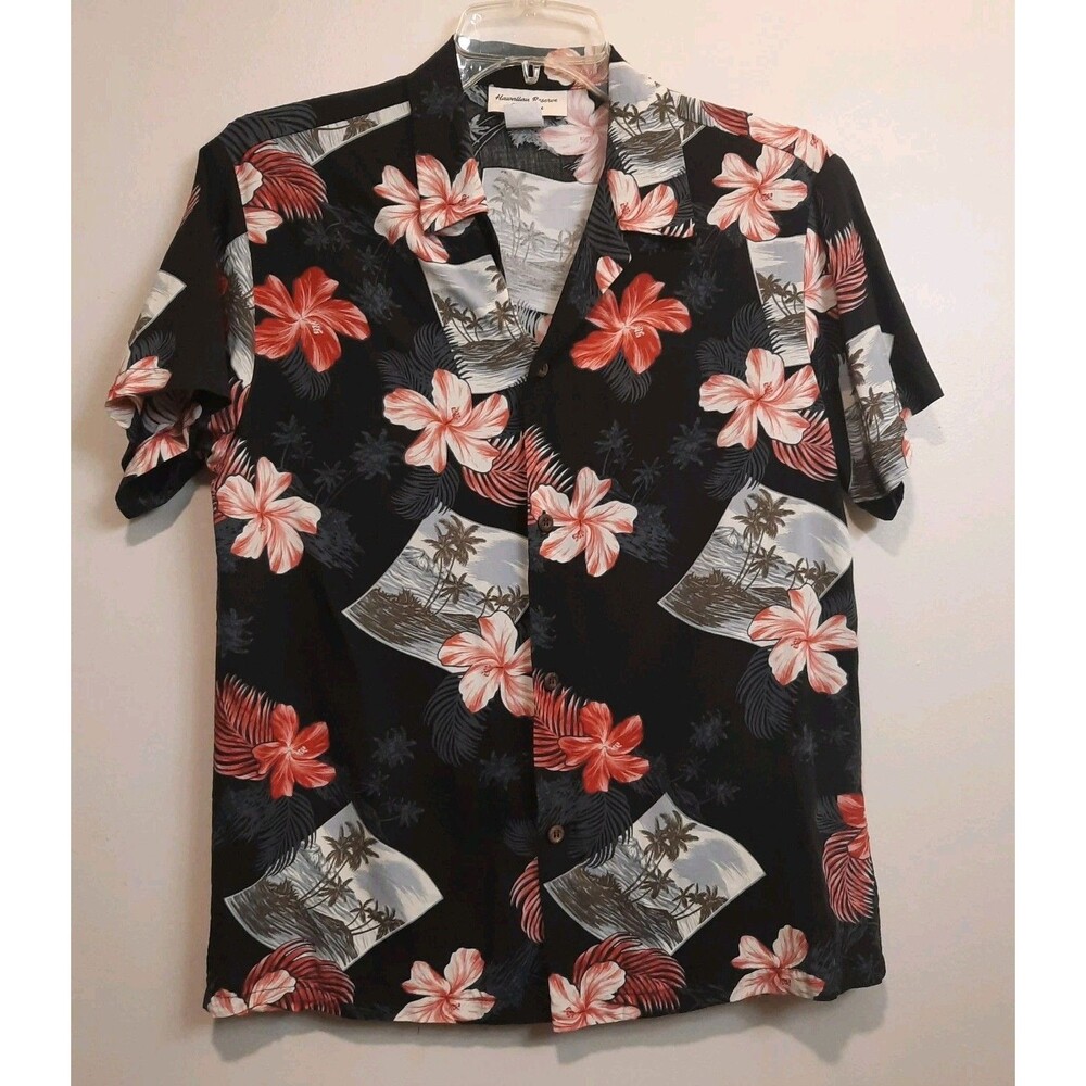 Hawaiian Reserve Collection Aloha Shirt Sz 16 Made in Hawaii 100% Rayon Floral